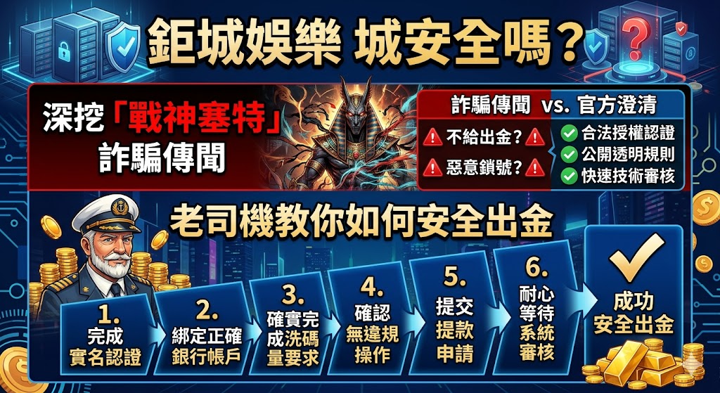 鉅城娛樂城安全嗎？深挖戰神塞特詐騙傳聞，老司機教你如何安全出金